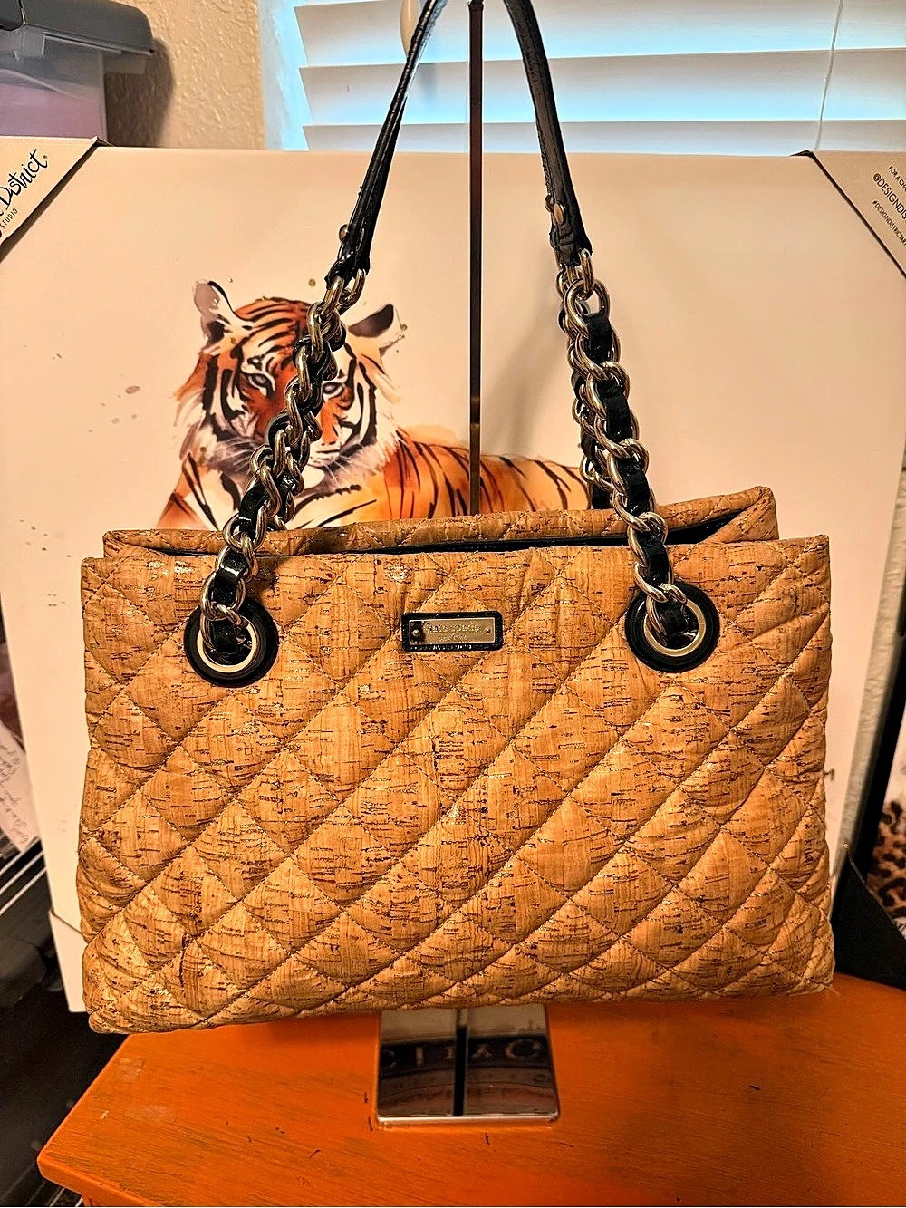 Kate Spade Gold Coast Quilted Cork Tote VGUC
